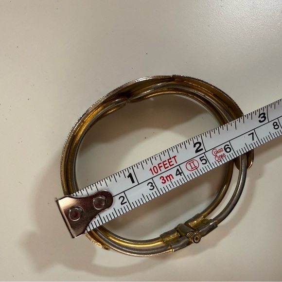 Vintage 70’s 80’s art deco burgundy Red calla Lily Enamel Clamper bracelet - Picture 10 of 17